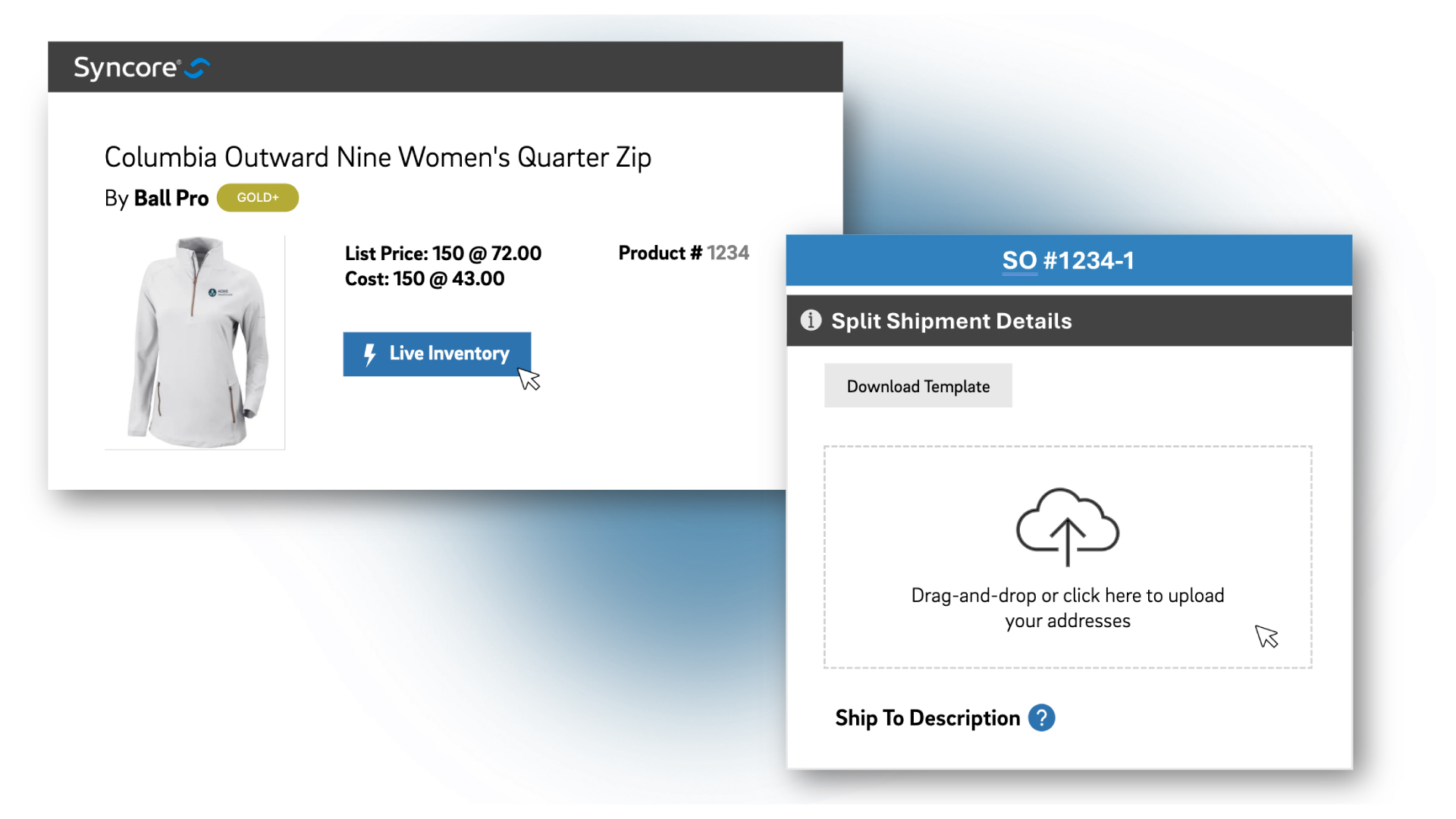 Live Inventory built into POs and Split Shipments to easily send orders to multiple locations​
