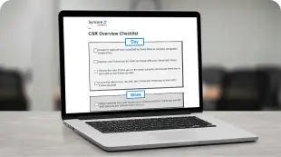 Core 360 playbooks on laptop: SOPs and CSRs