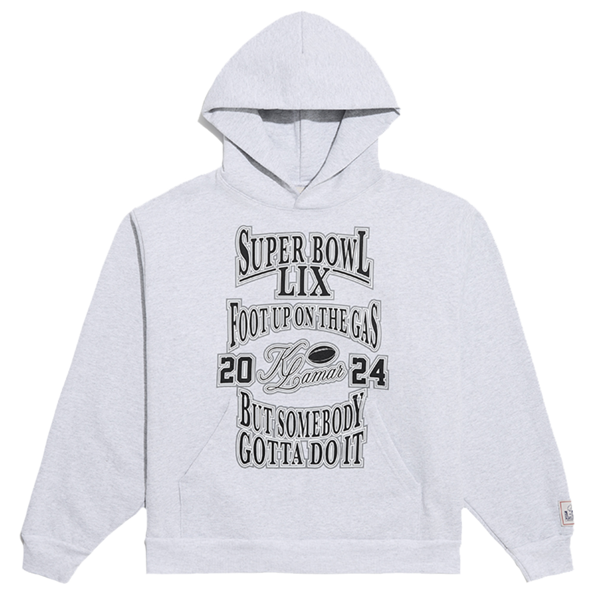 Kendrick Lamar Unisex Super Bowl LIX Foot Up On The Gas Pullover Hoodie - Gray